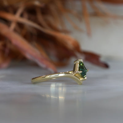 0.80ct Kite cut australian parti sapphire engagement ring side