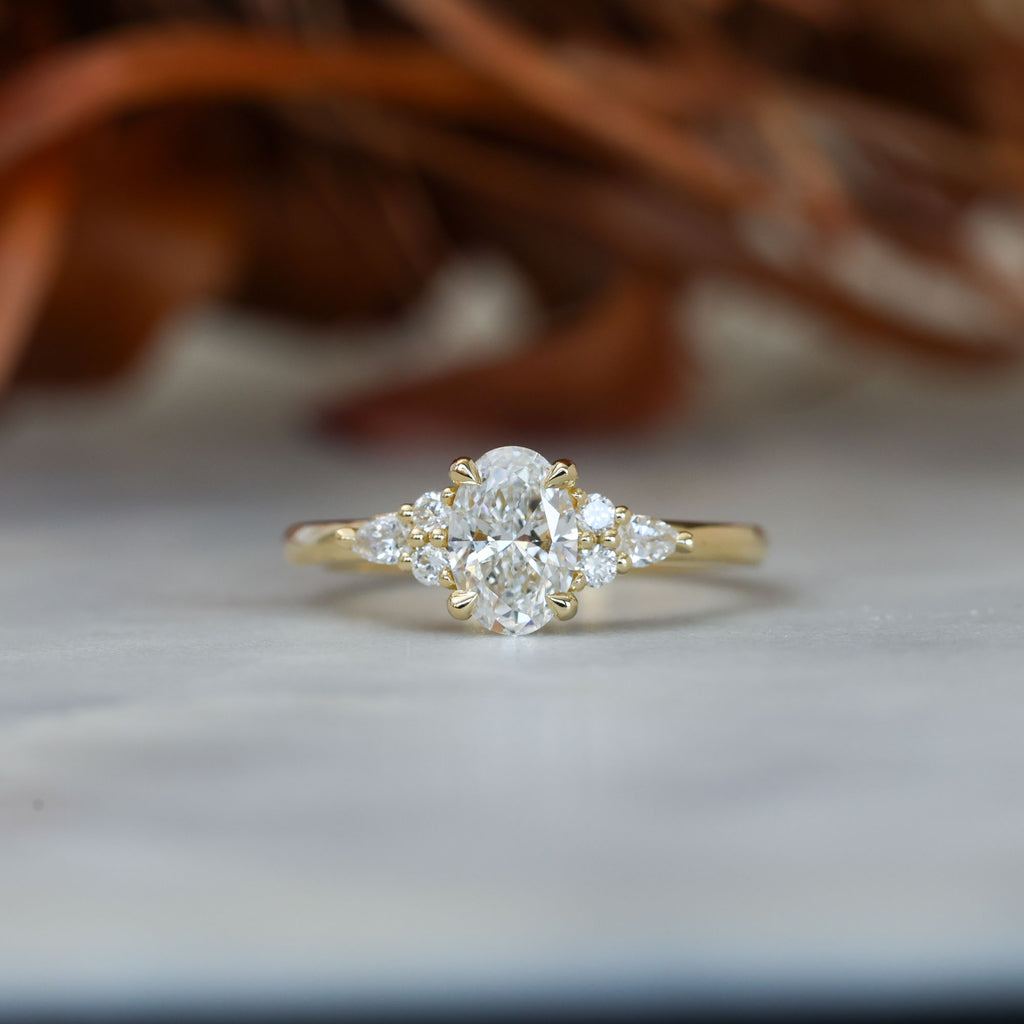 7 stone diamond engagement ring crafted in 18ct yellow gold