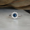 FULL HALO / 0.82ct ROUND PARTI SAPPHIRE RING