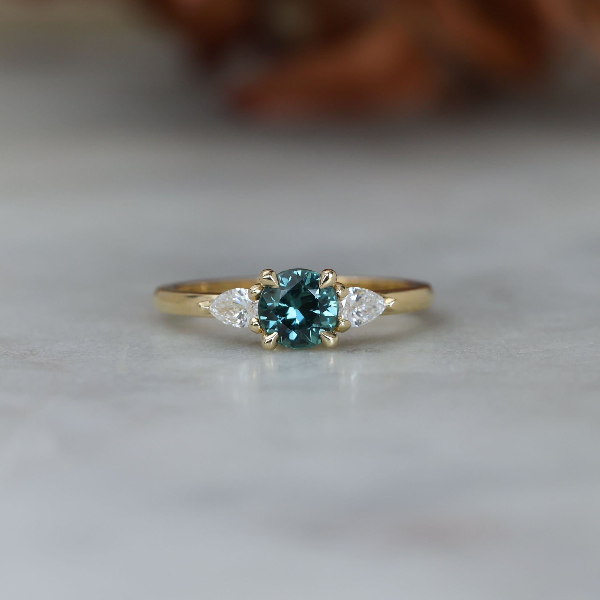 0.83ct Australian Sapphire trilogy engagement ring