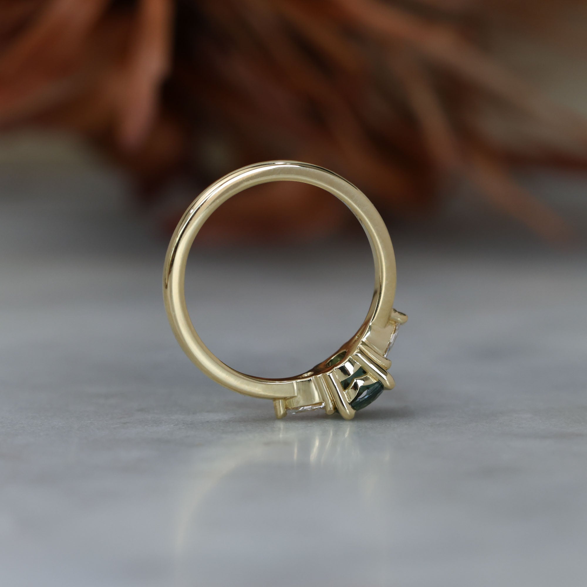 0.83ct Australian Sapphire trilogy engagement ring setting