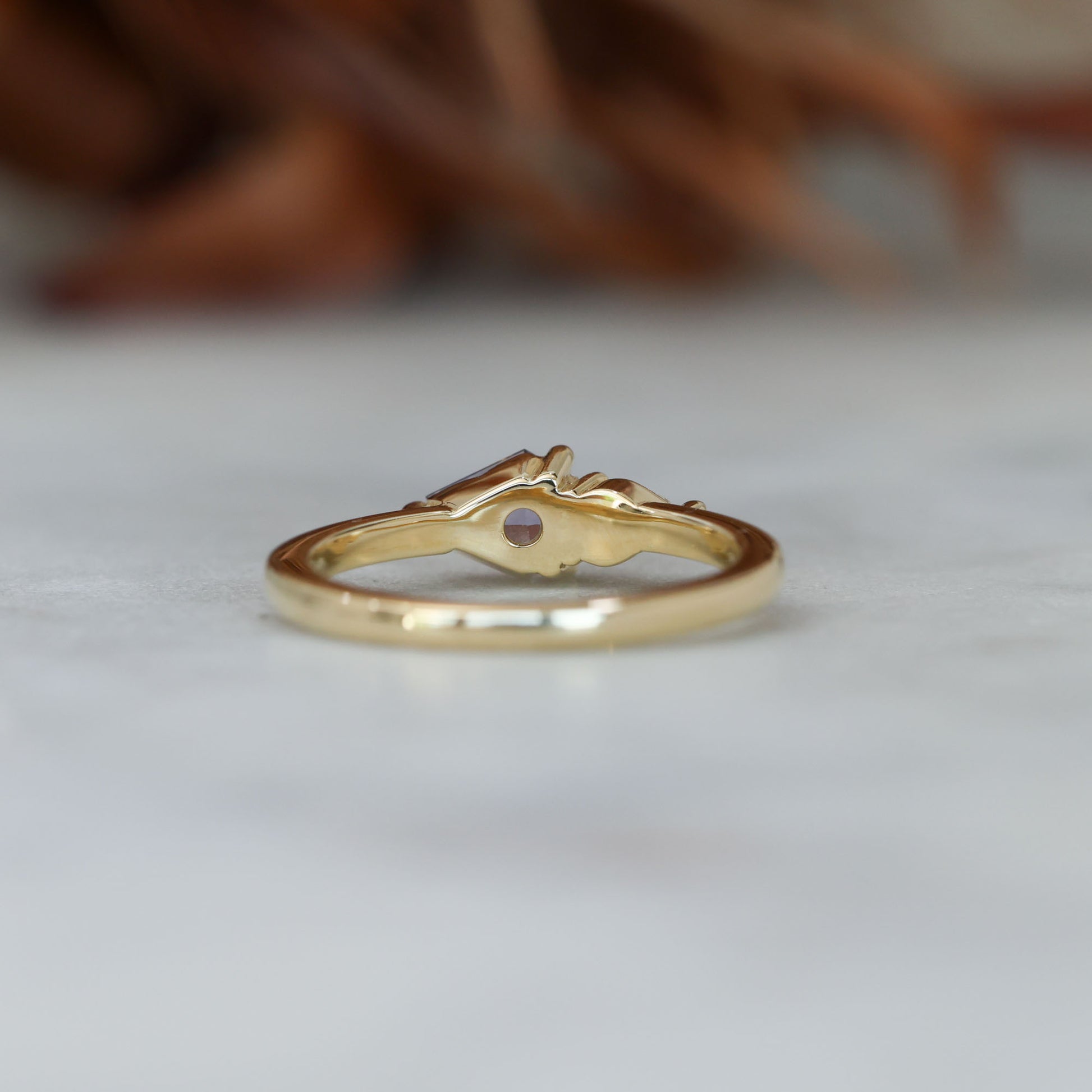 0.85ct Madagascan Sapphire & diamond engagement ring back