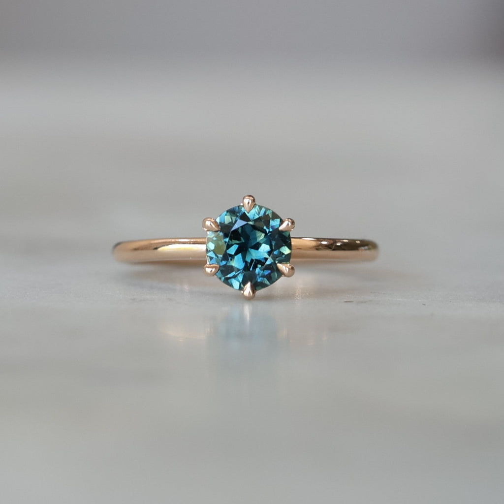 round cut natural australian parti sapphire engagement ring
