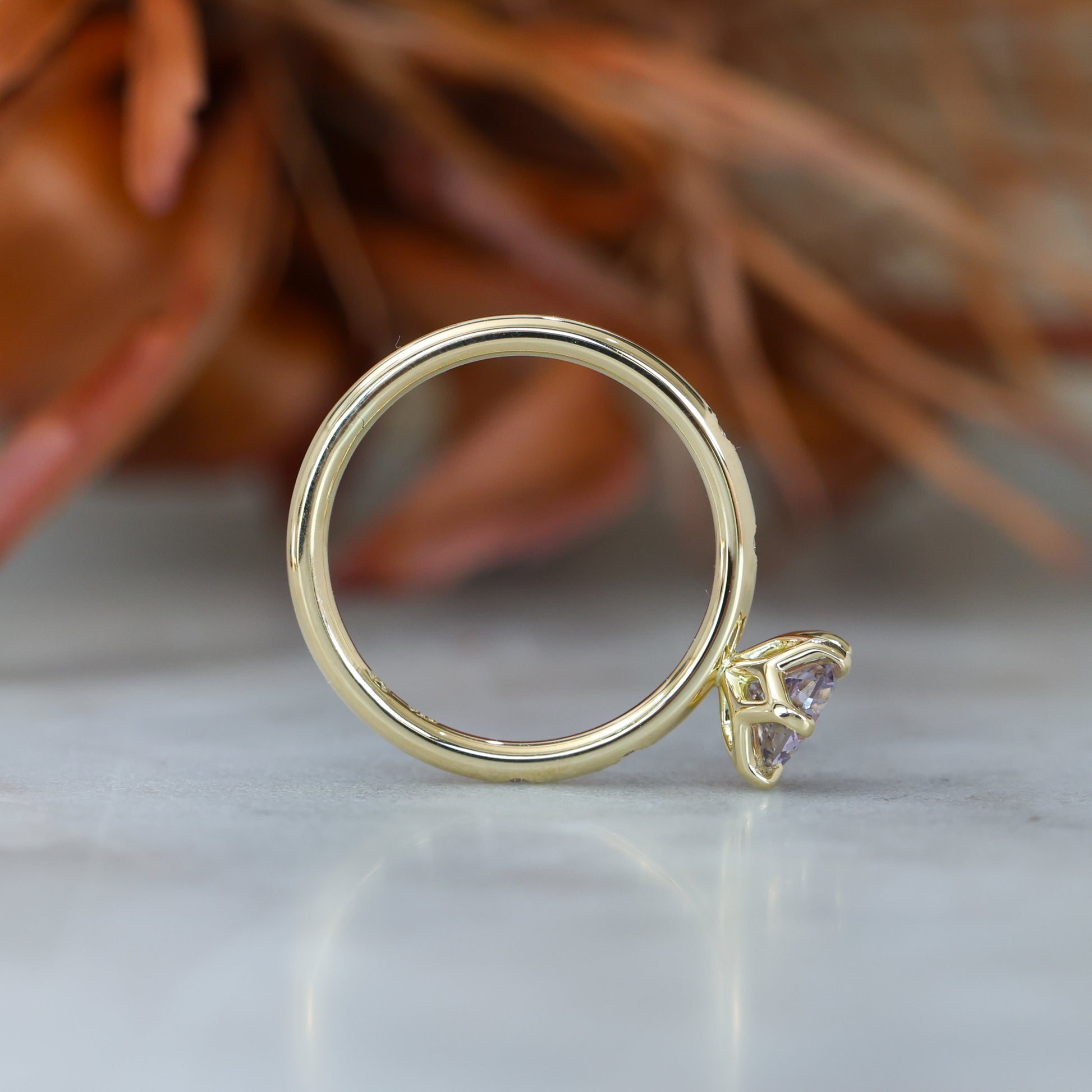 0.94ct Madagascan Sapphire engagement ring with stardust band profile view