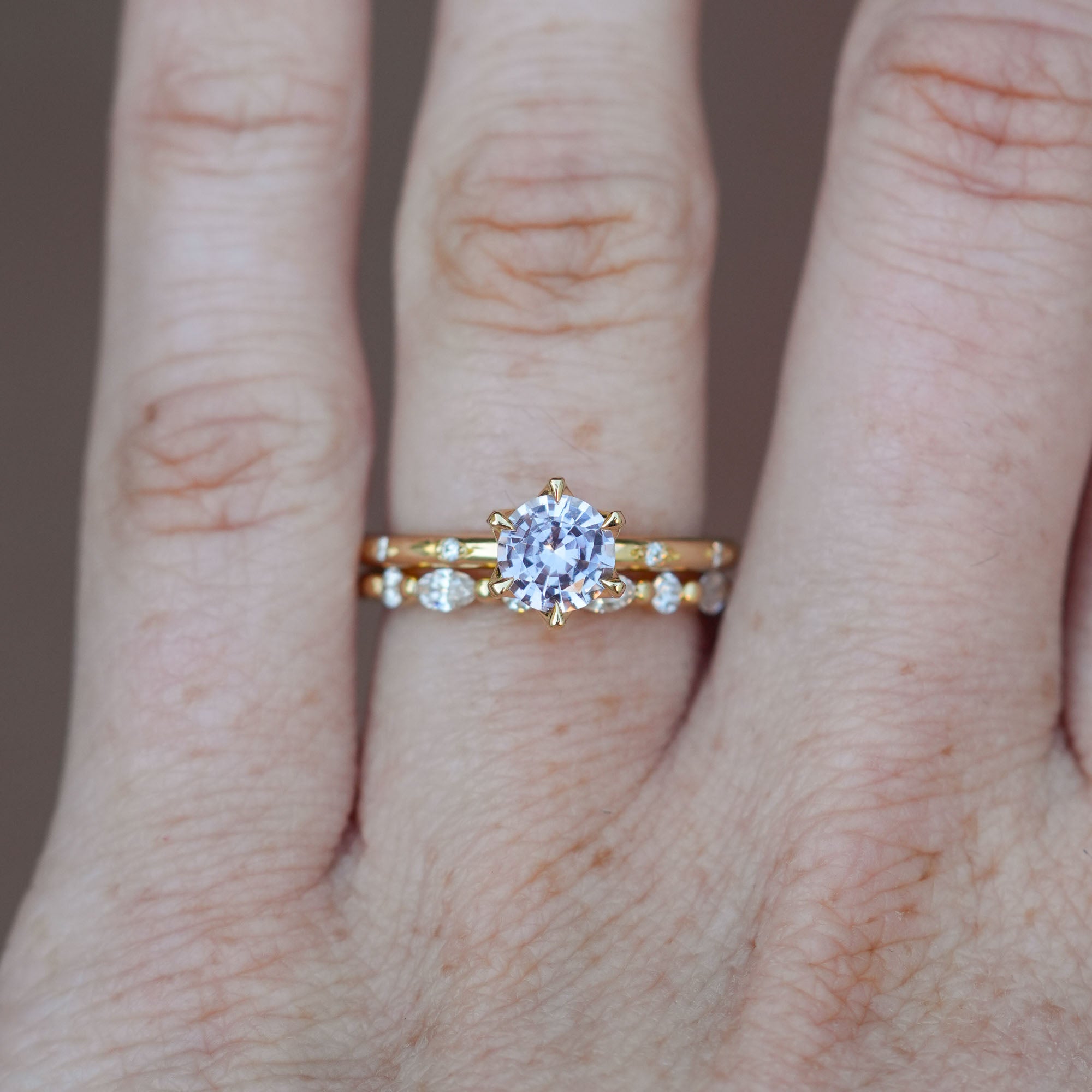 0.94ct Pink Madagascan and engagement ring with wedding band