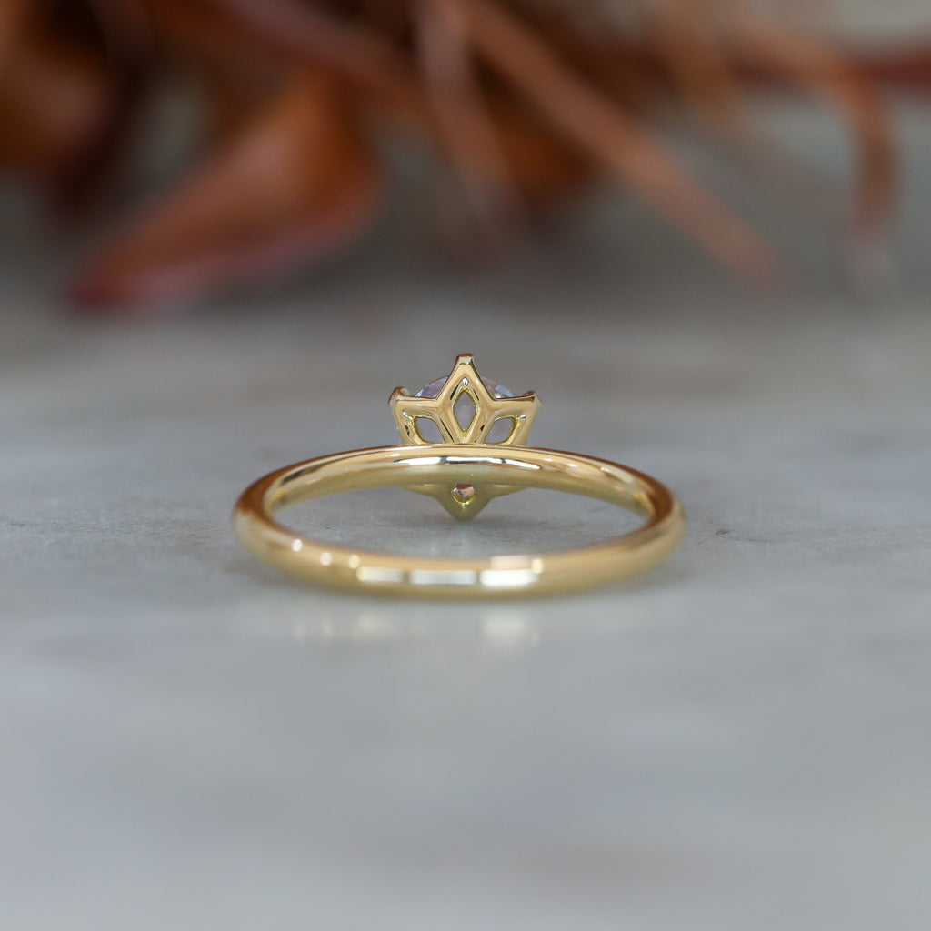 0.94ct Pink Madagascan and diamond engagement ring back view