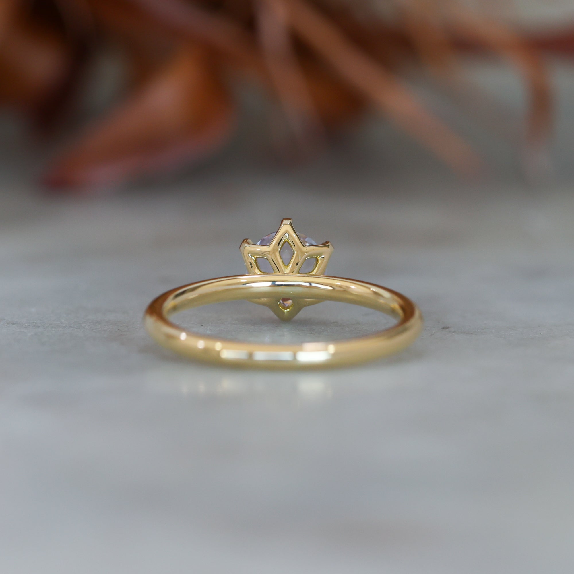 0.94ct Pink Madagascan and diamond engagement ring back view