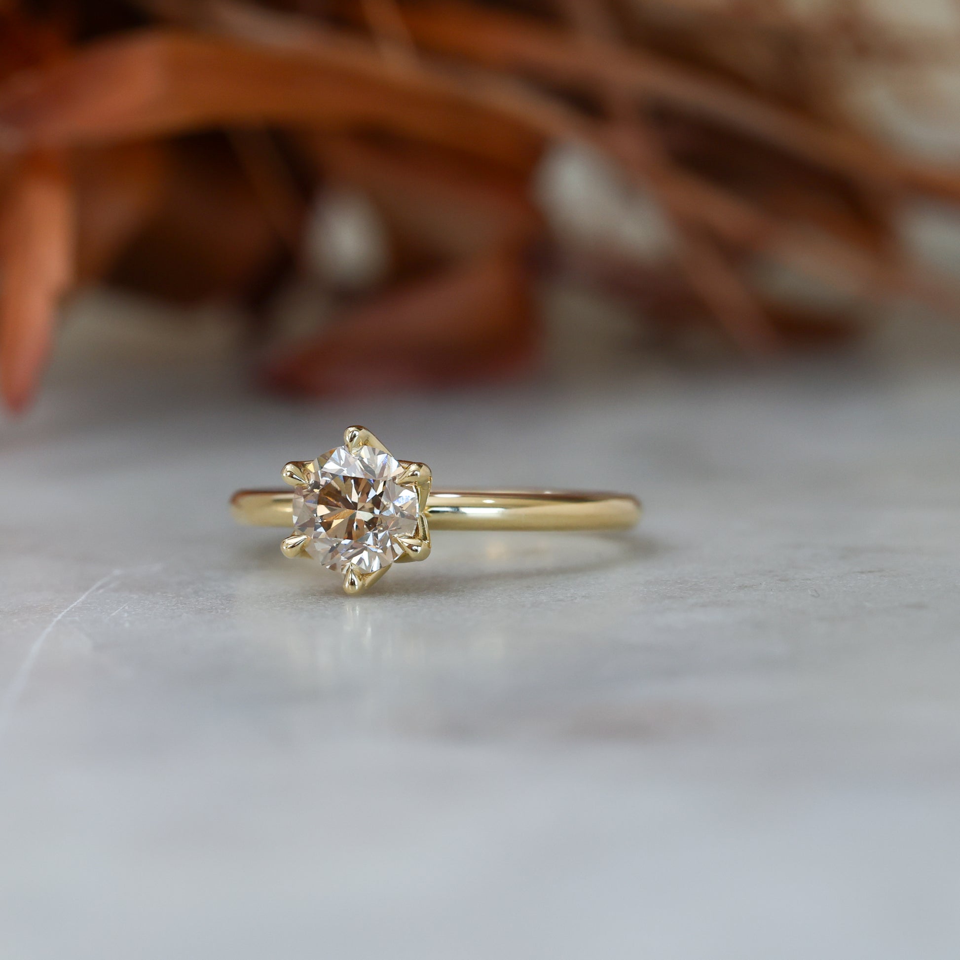 1.00ct Champagne Diamond Solitare Engagement Ring