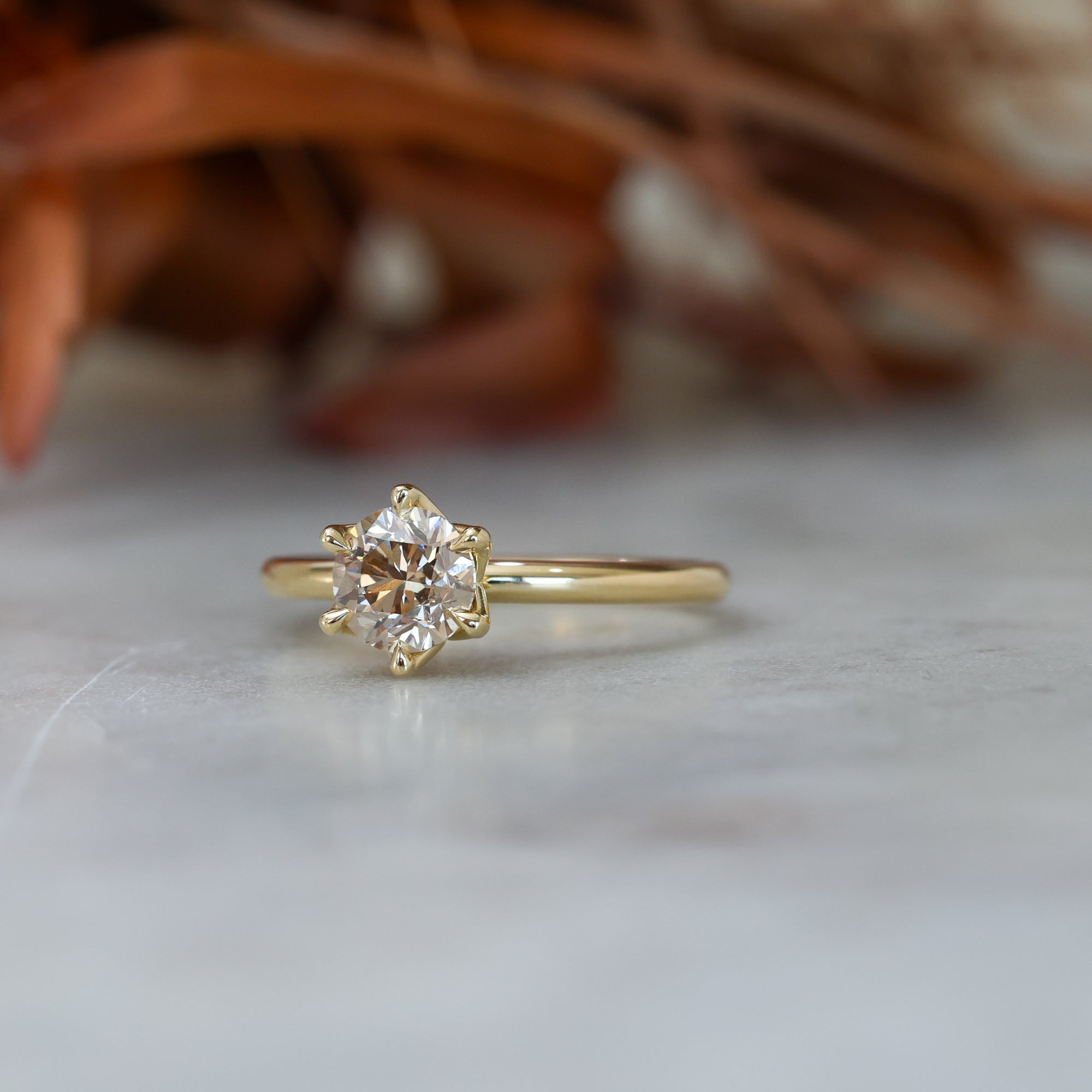 1.00ct Champagne Diamond Solitare Engagement Ring