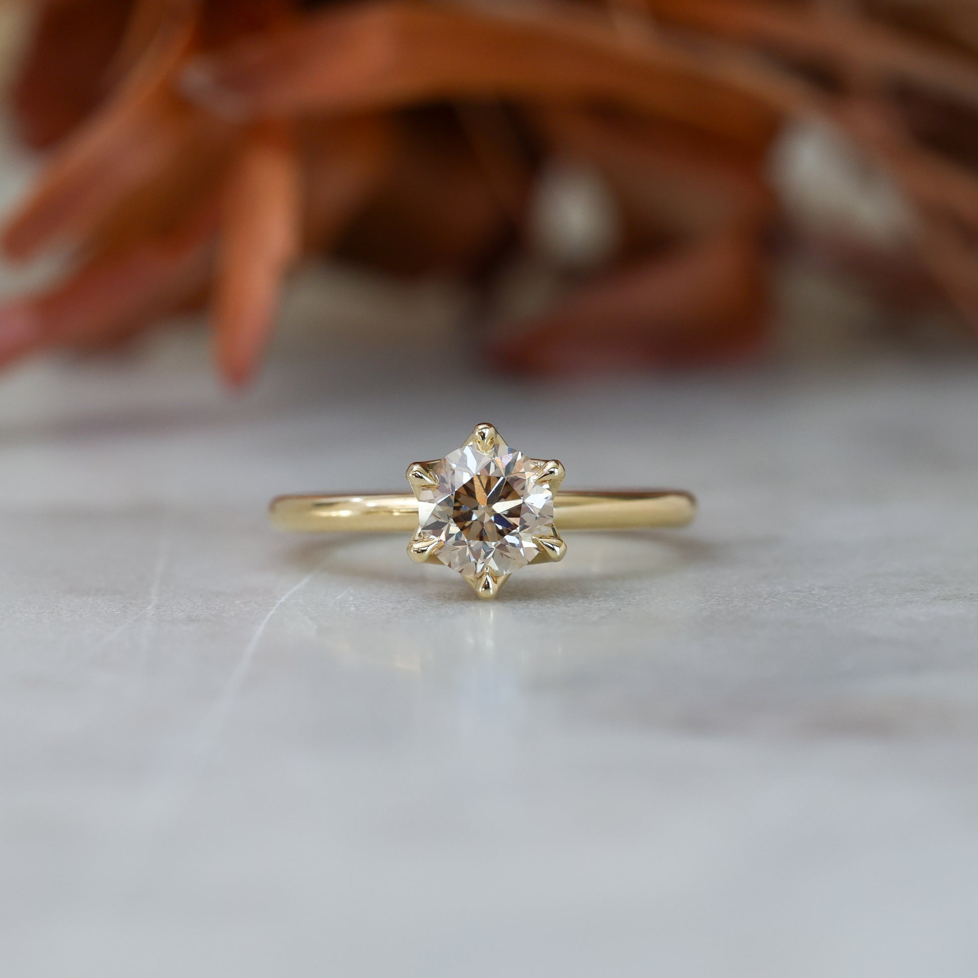 1.00ct Champagne Diamond Solitare Engagement Ring