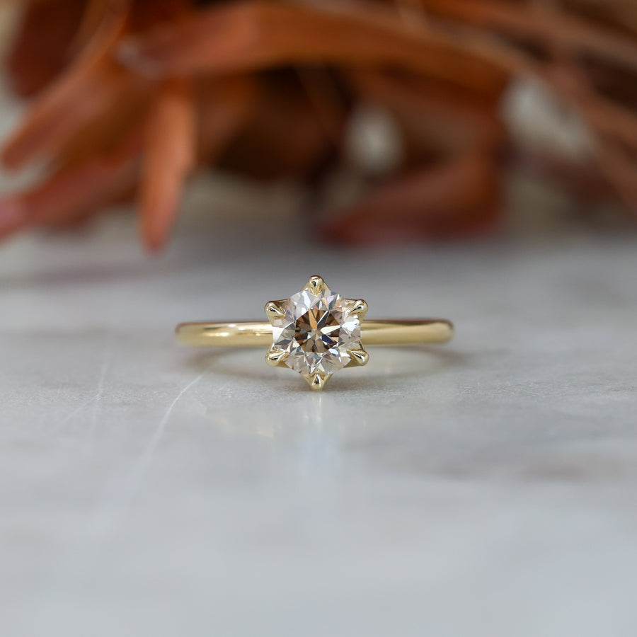 1.00ct Champagne Diamond Solitare Engagement Ring