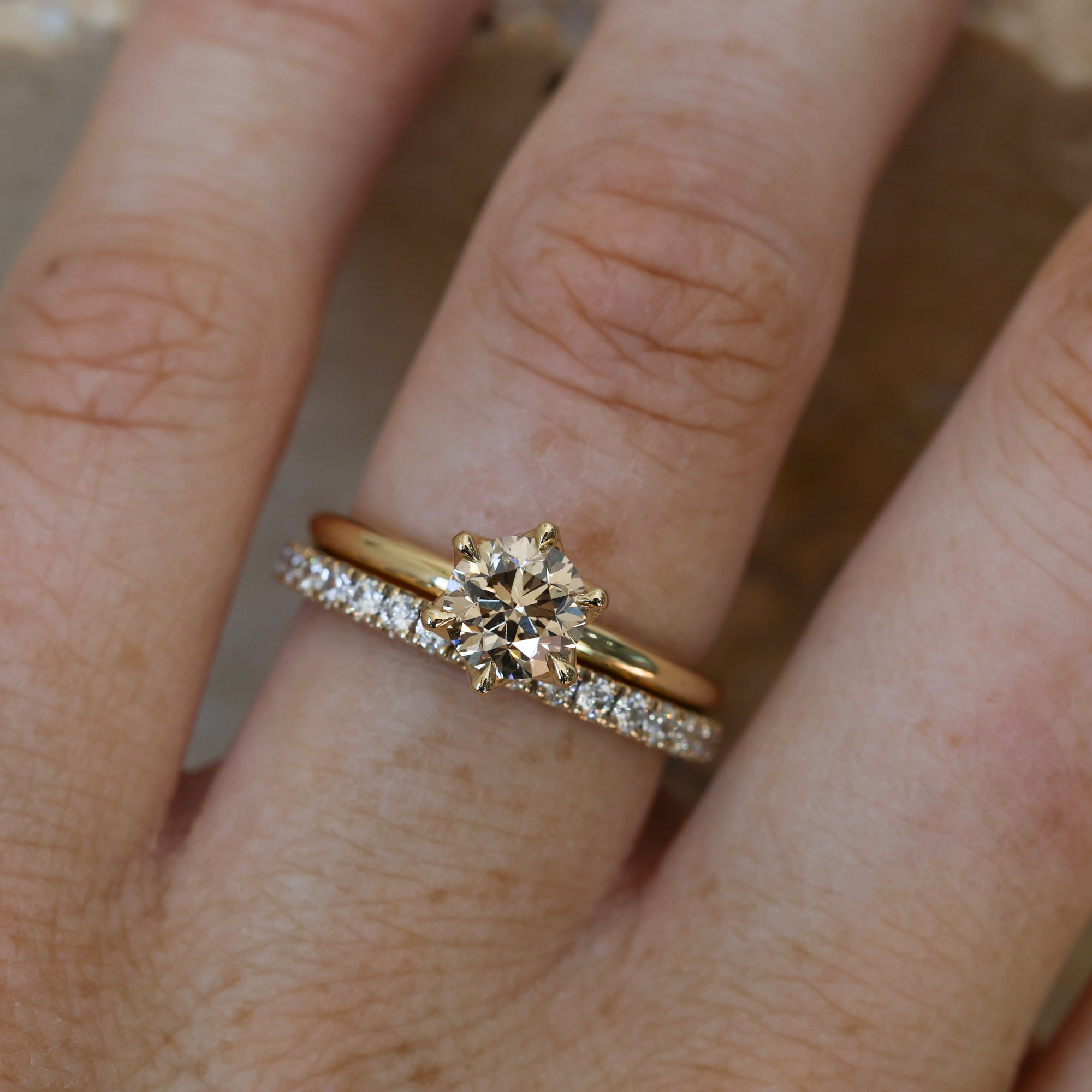 1.00ct Champagne Diamond Solitare Engagement Ring on hand