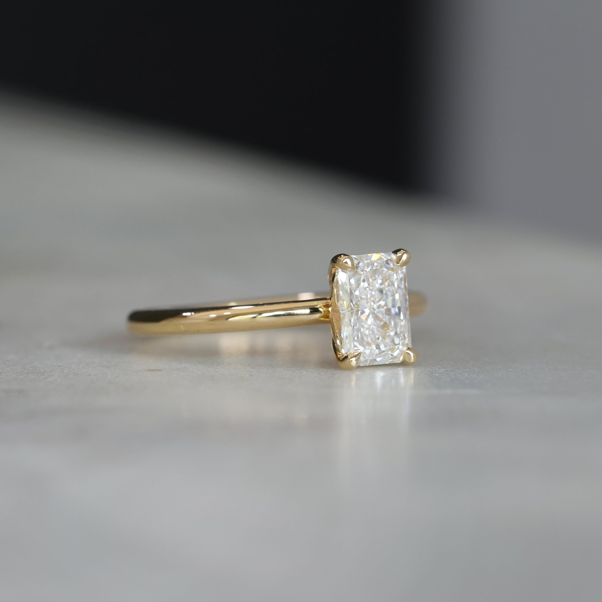 1.00ct Radiant Cut Diamond Solitaire engagement ring