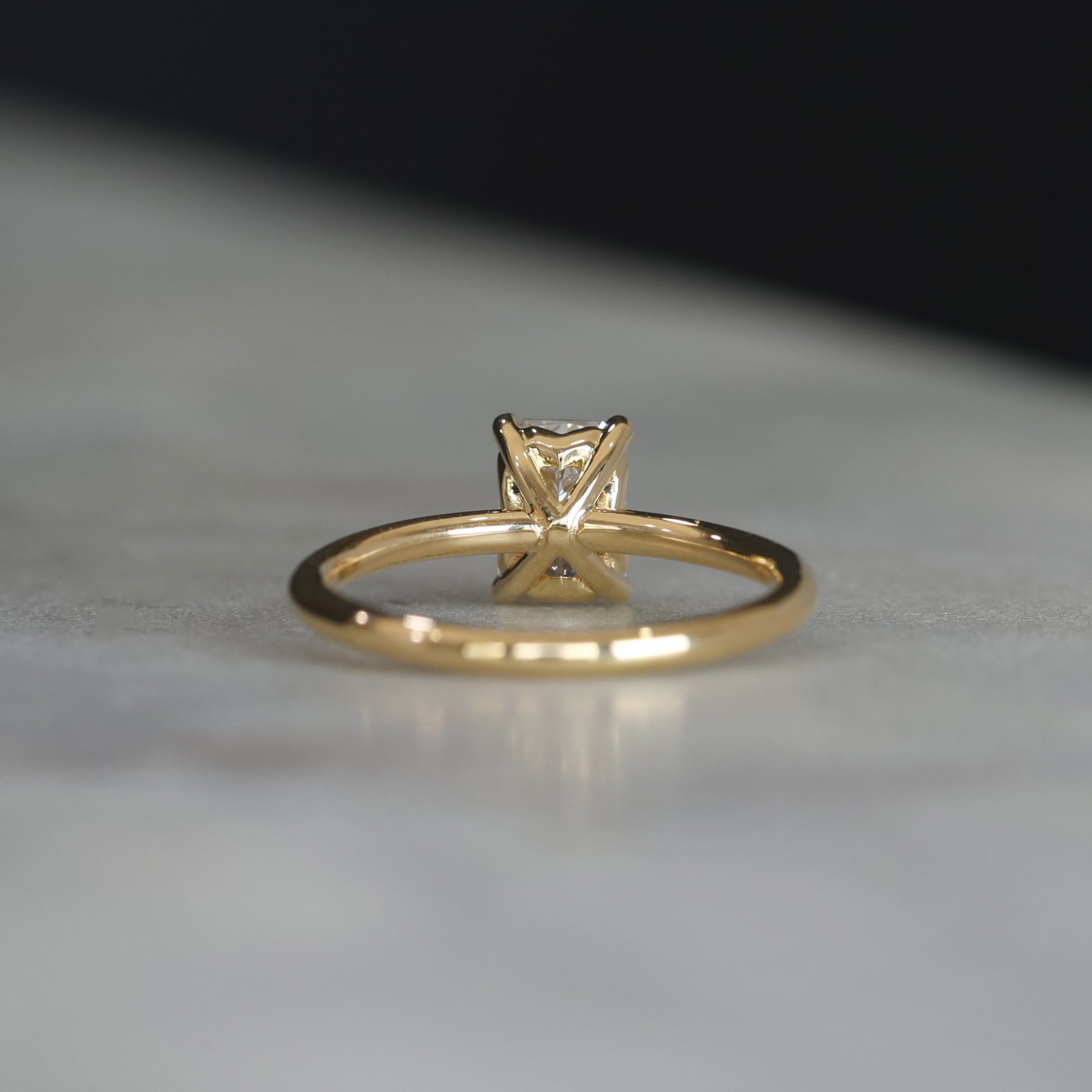 1.00ct Radiant Cut Diamond Solitaire engagement ring back view
