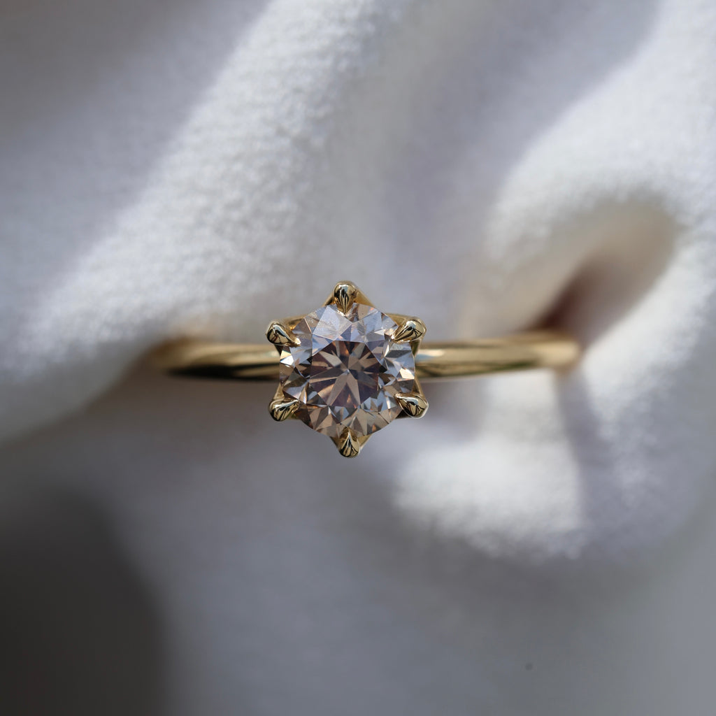 LOTUS | 1.00CT CHAMPAGNE DIAMOND SOLITAIRE ENGAGEMENT RING