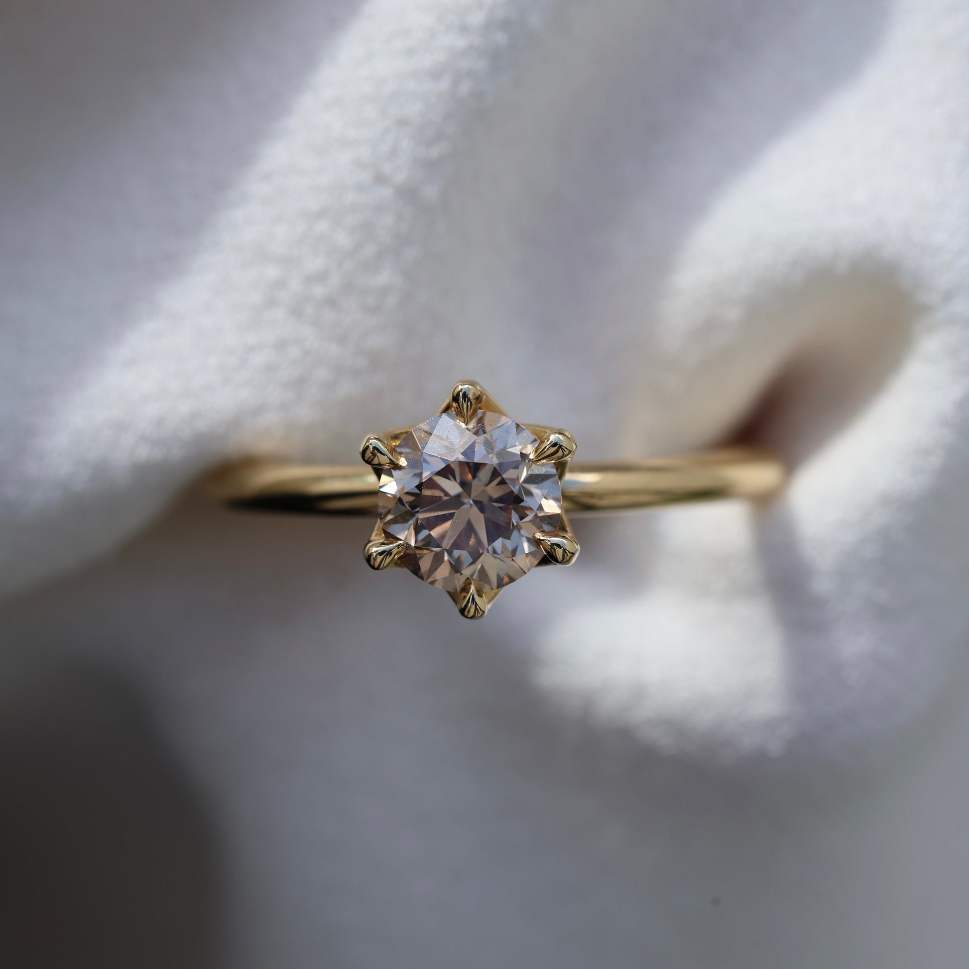 LOTUS | 1.00CT CHAMPAGNE DIAMOND SOLITAIRE ENGAGEMENT RING