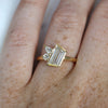 1.02ct Trapeze cut diamond Bezel Set Engagement ring on hand