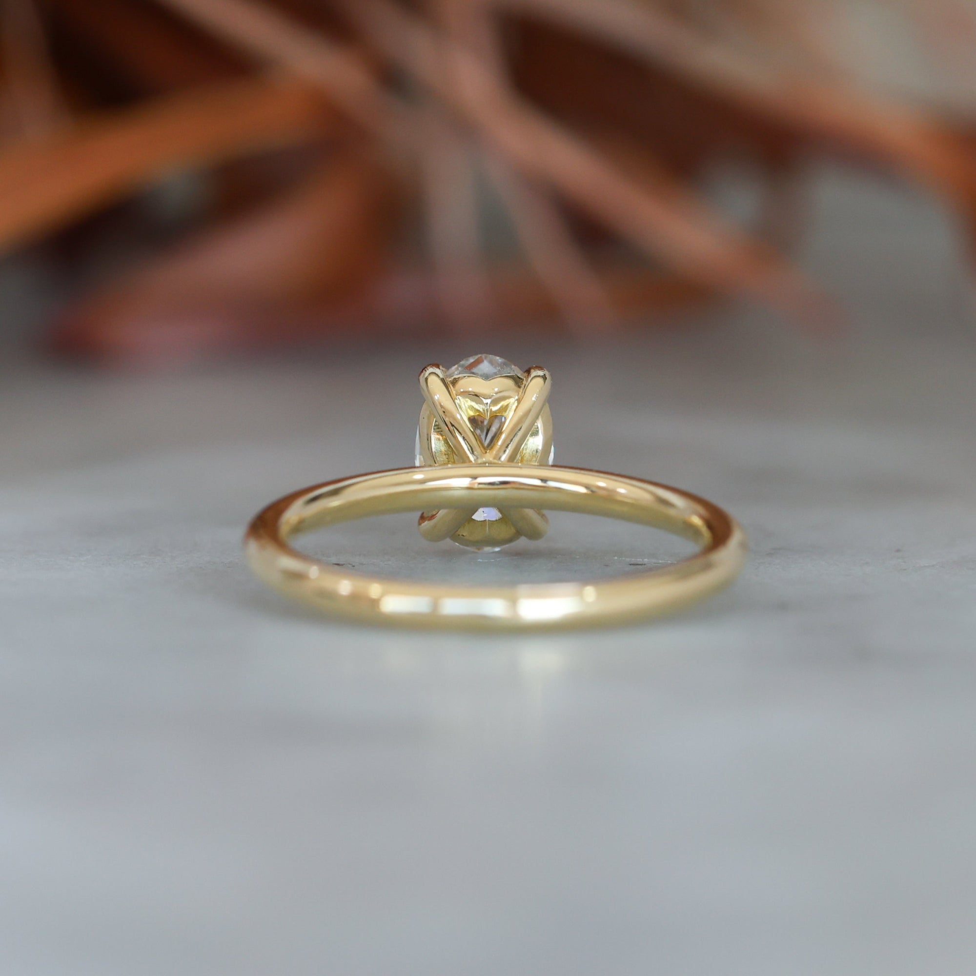 1.04ct Oval_Diamond Solitaire engagement ring back view