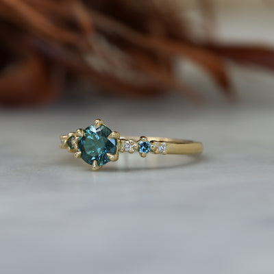 1.04ct Round Cut Australian Parti Sapphire engagement ring