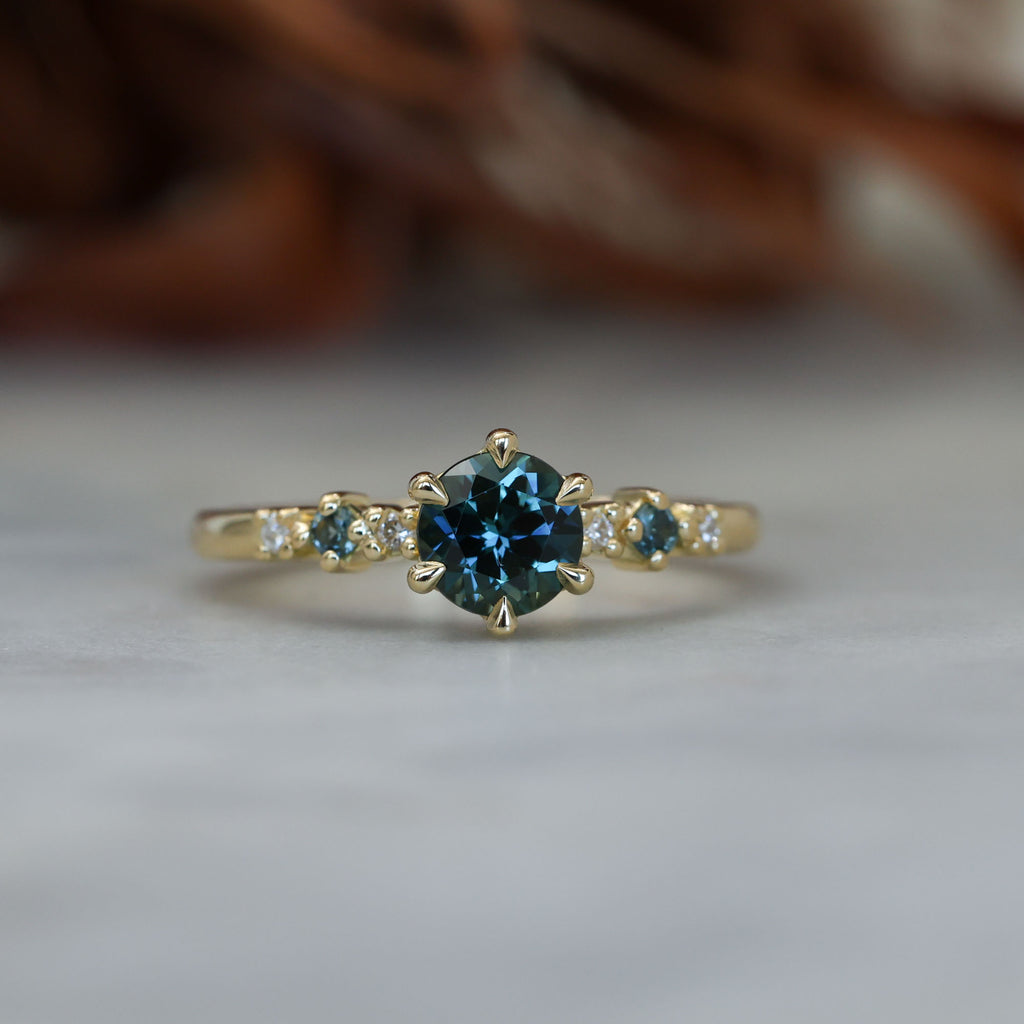 1.04ct Round Cut Australian Parti Sapphire engagement ring