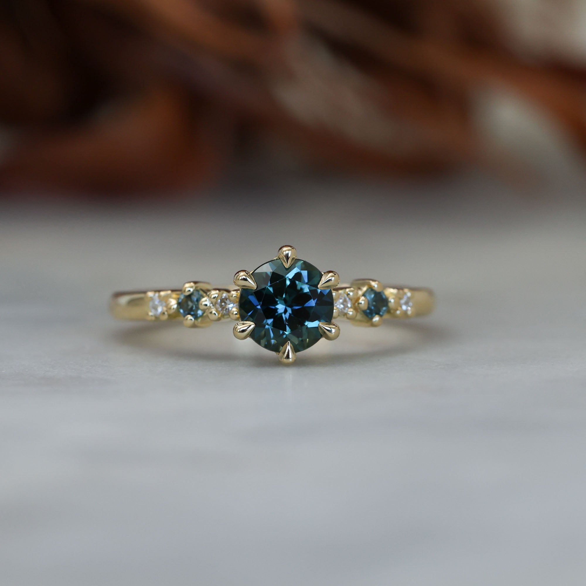 1.04ct Round Cut Australian Parti Sapphire engagement ring