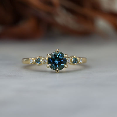 1.04ct Round Cut Australian Parti Sapphire engagement ring