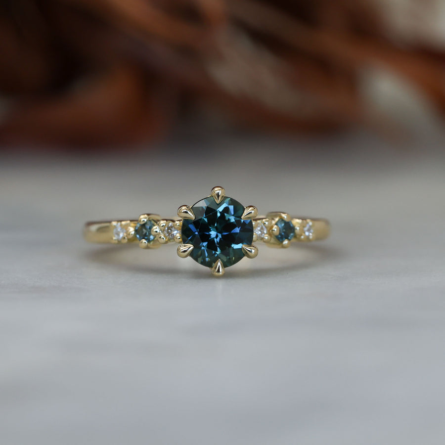 1.04ct Round Cut Australian Parti Sapphire engagement ring