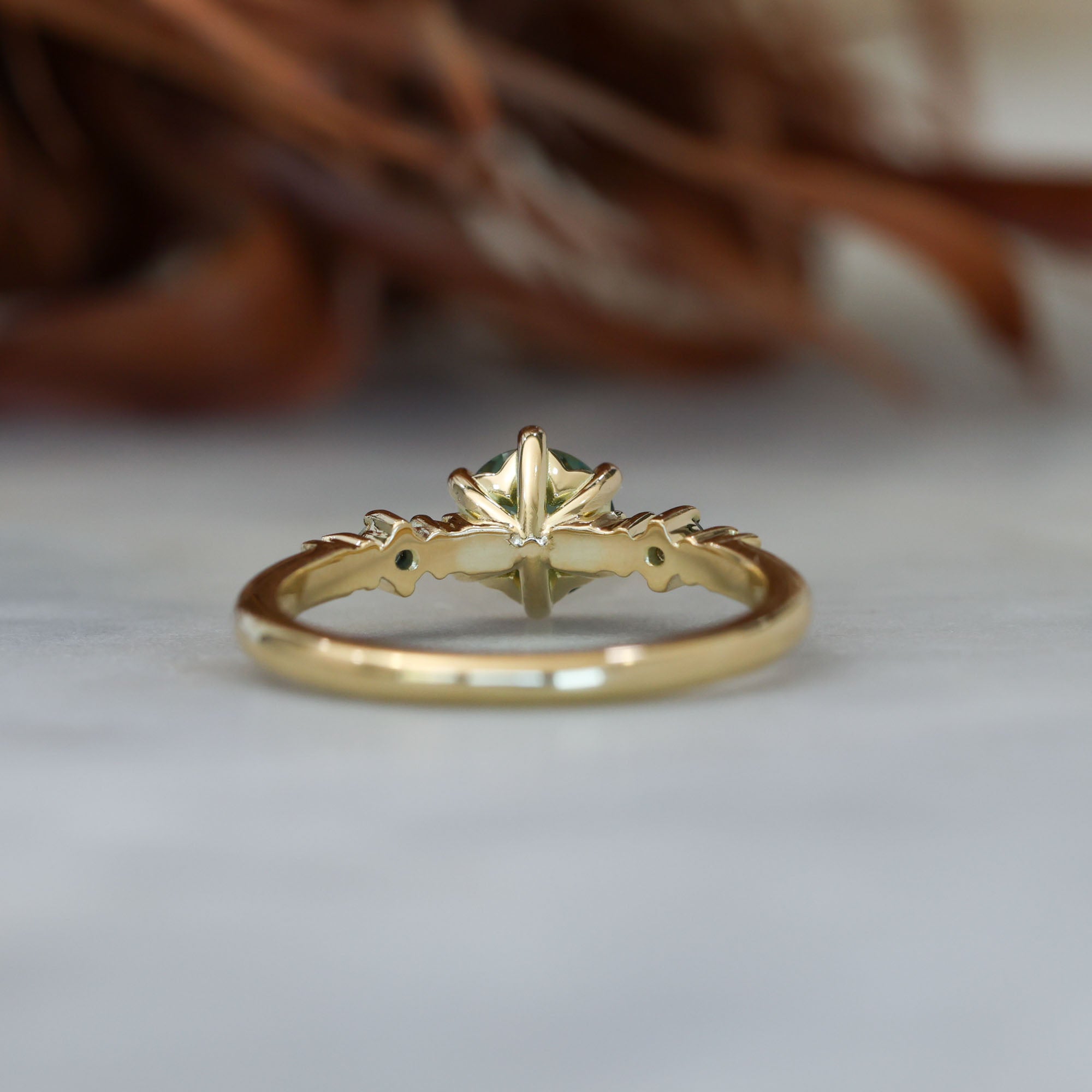 1.04ct Round Cut Australian Parti Sapphire engagement ring back