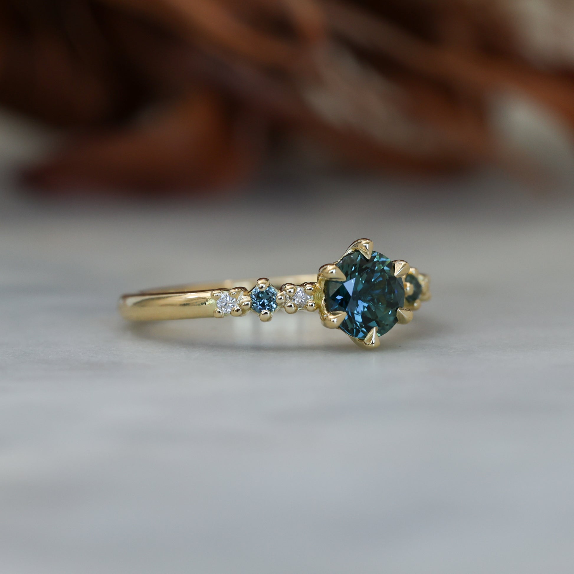 1.04ct Round Cut Australian Parti Sapphire engagement ring