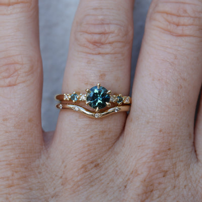 1.04ct Round Cut Australian Parti Sapphire engagement ring on hand