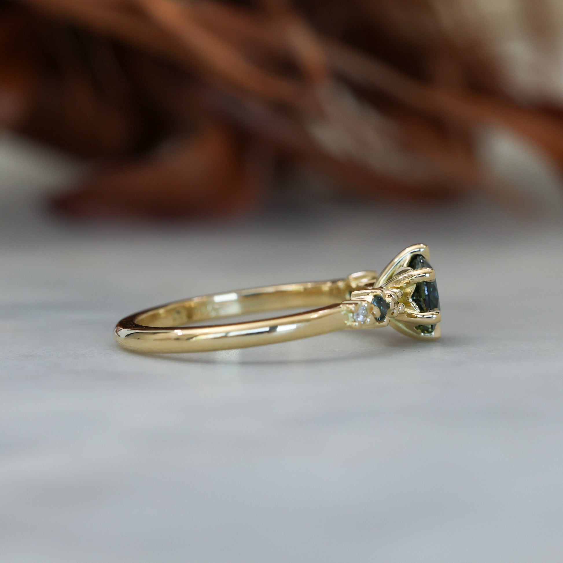 1.04ct Round Cut Australian Parti Sapphire engagement ring side