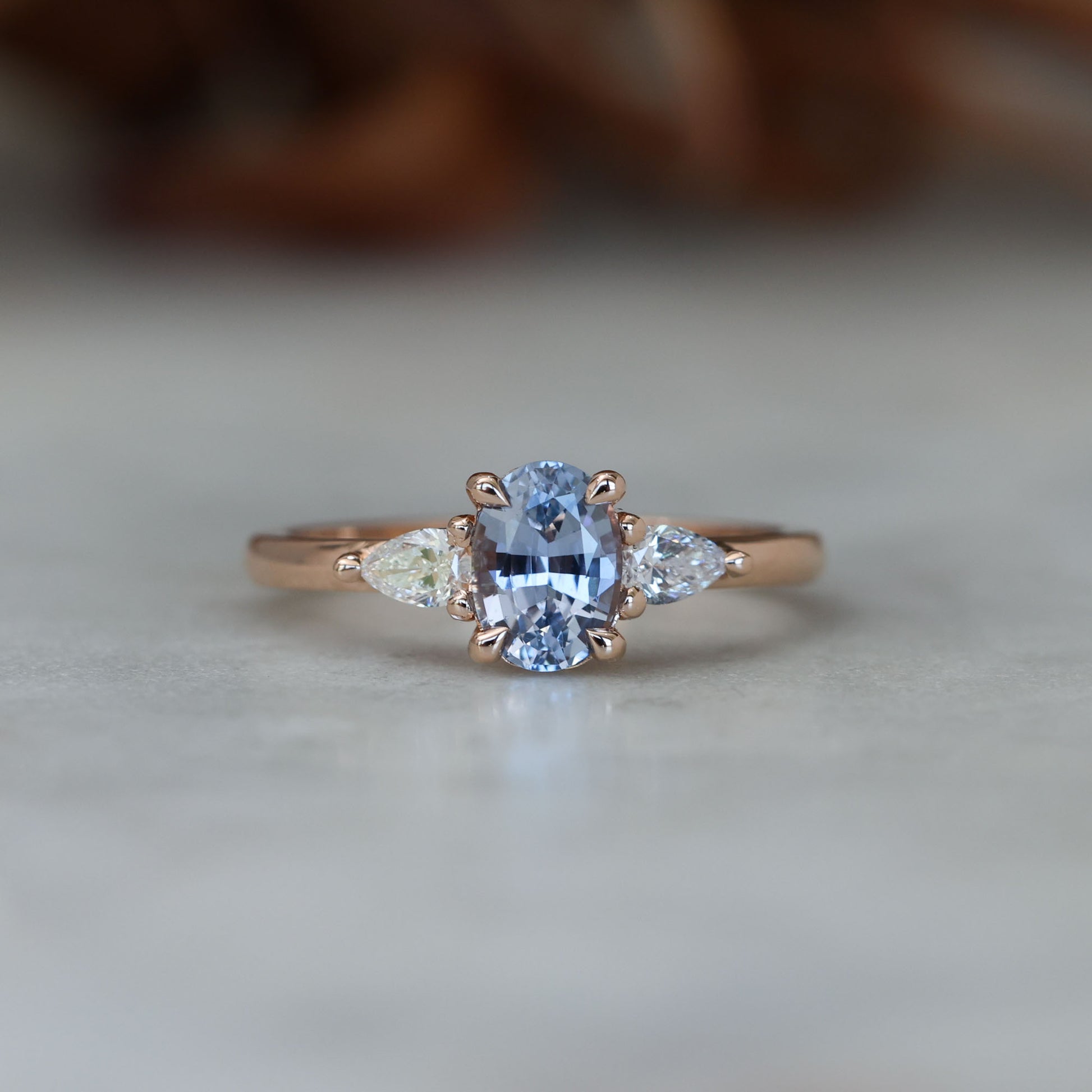 1.06ct Oval cut madagascan sapphire engagement ring
