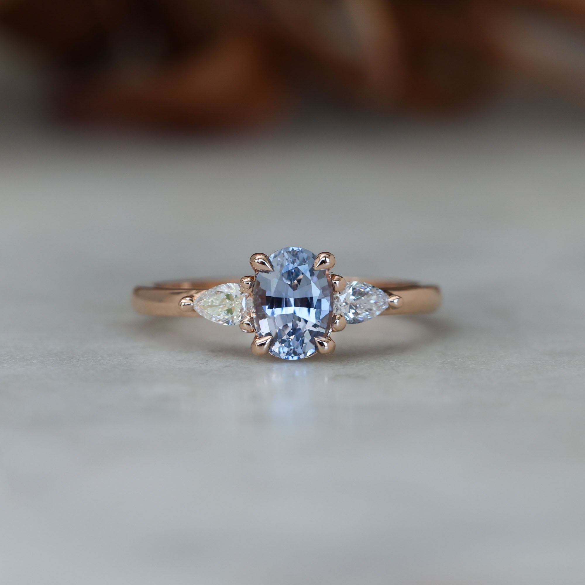 1.06ct Oval cut madagascan sapphire engagement ring