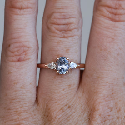 1.06ct Oval cut madagascan sapphire engagement ring on hand