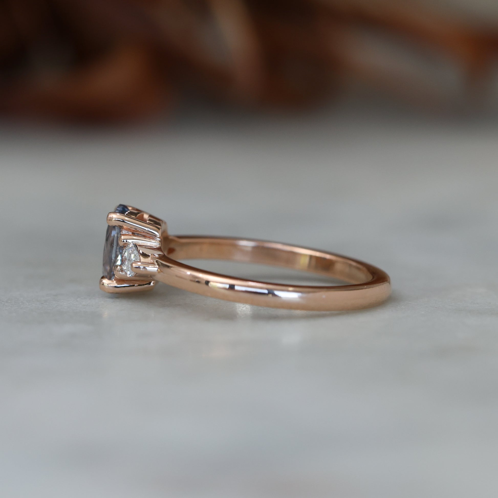 1.06ct Oval cut madagascan sapphire engagement ring side view