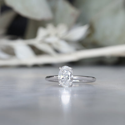 1.08ct Oval Diamond Solitaire engagement ring white gold front view