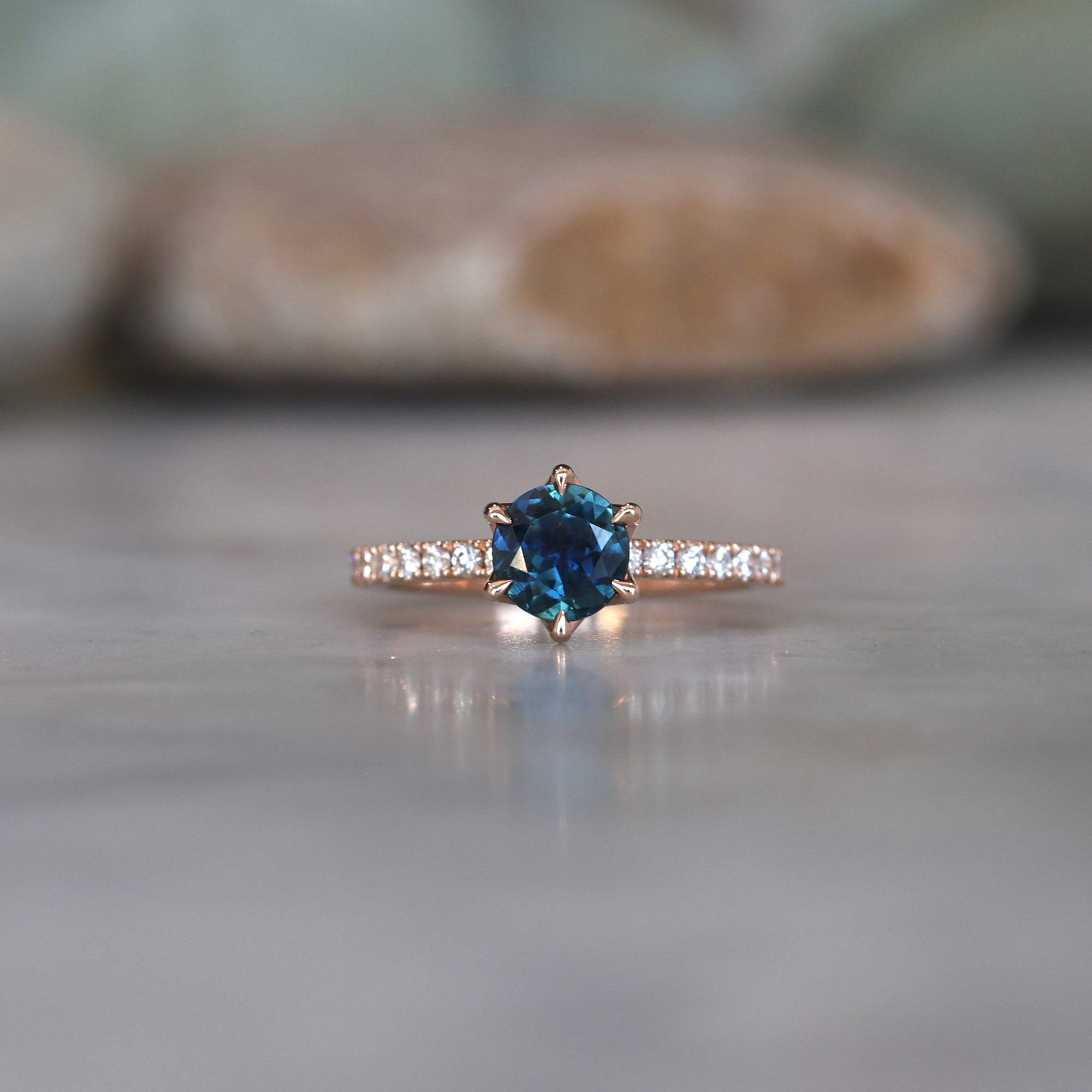 1.08ct Round Cut Australian Parti Sapphire engagement ring