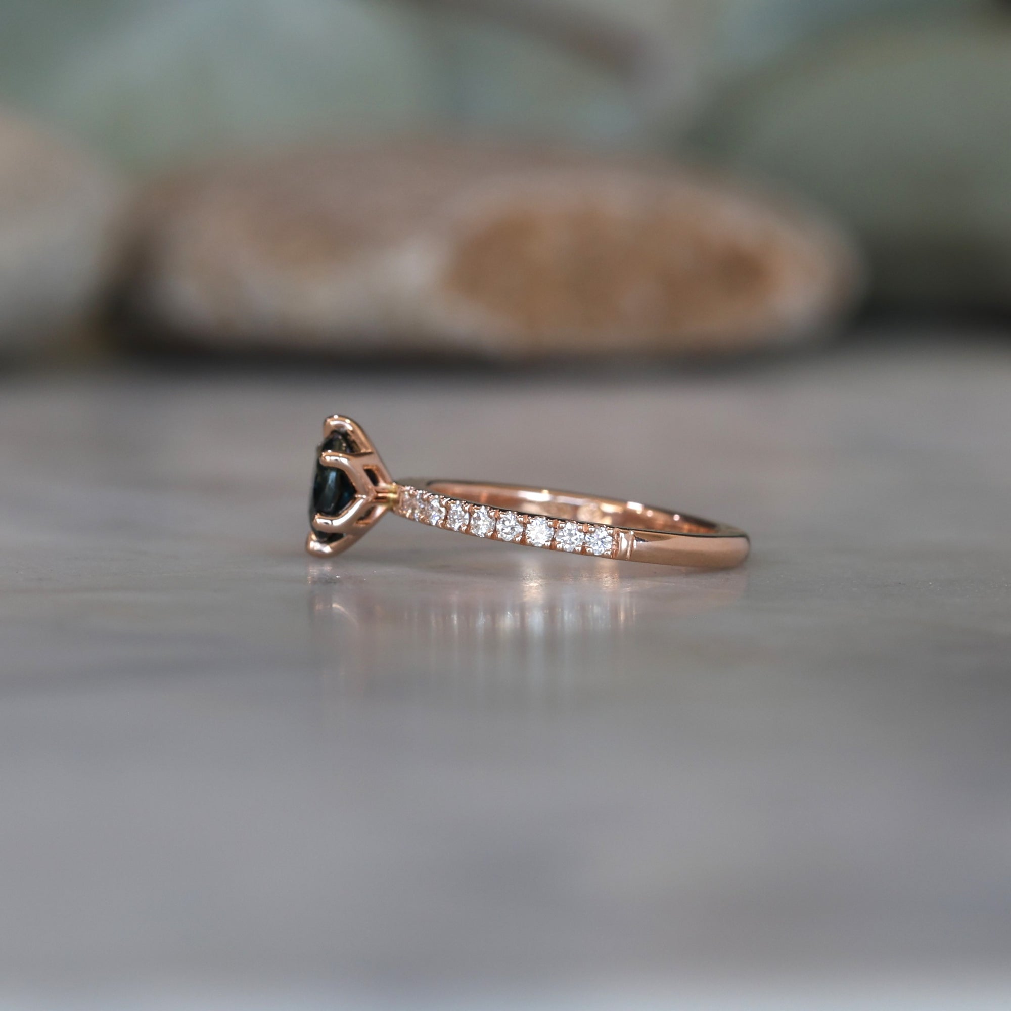 1.08ct Round Cut Australian Parti Sapphire  pave band