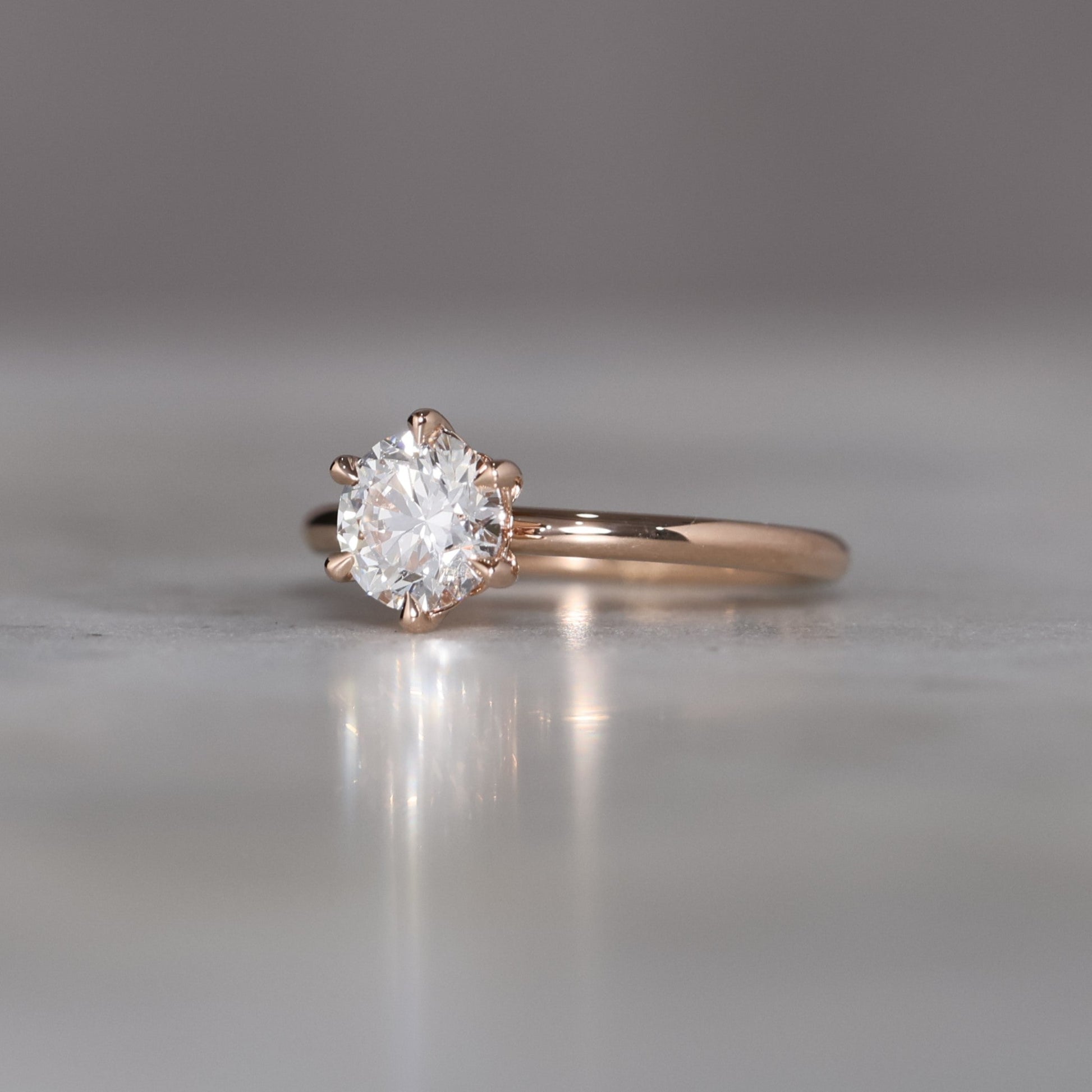 1.08ct round cut white diamond engagement ring rose gold