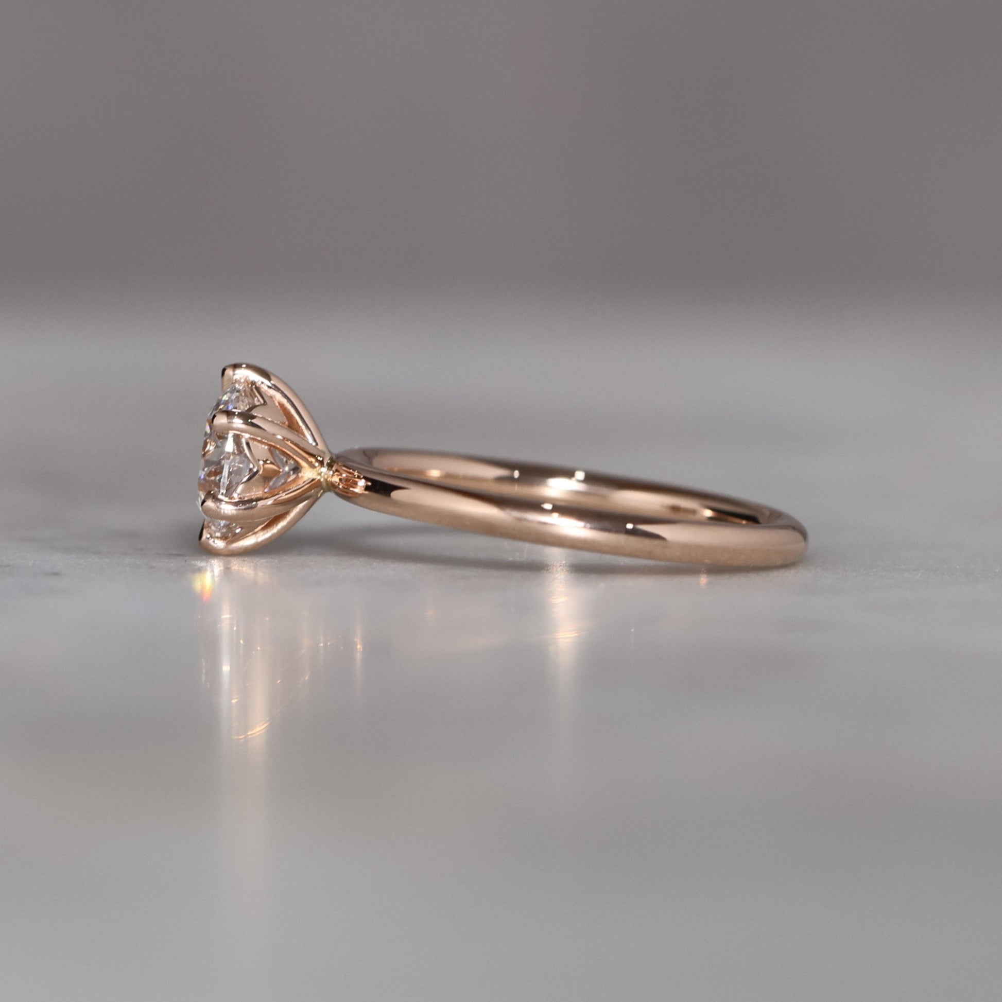 1.08ct round cut white diamond engagement ring side