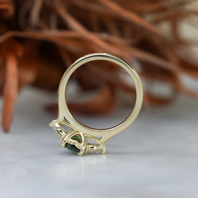 1.11ct oval cut australian sapphire trilogy engagement ring setting