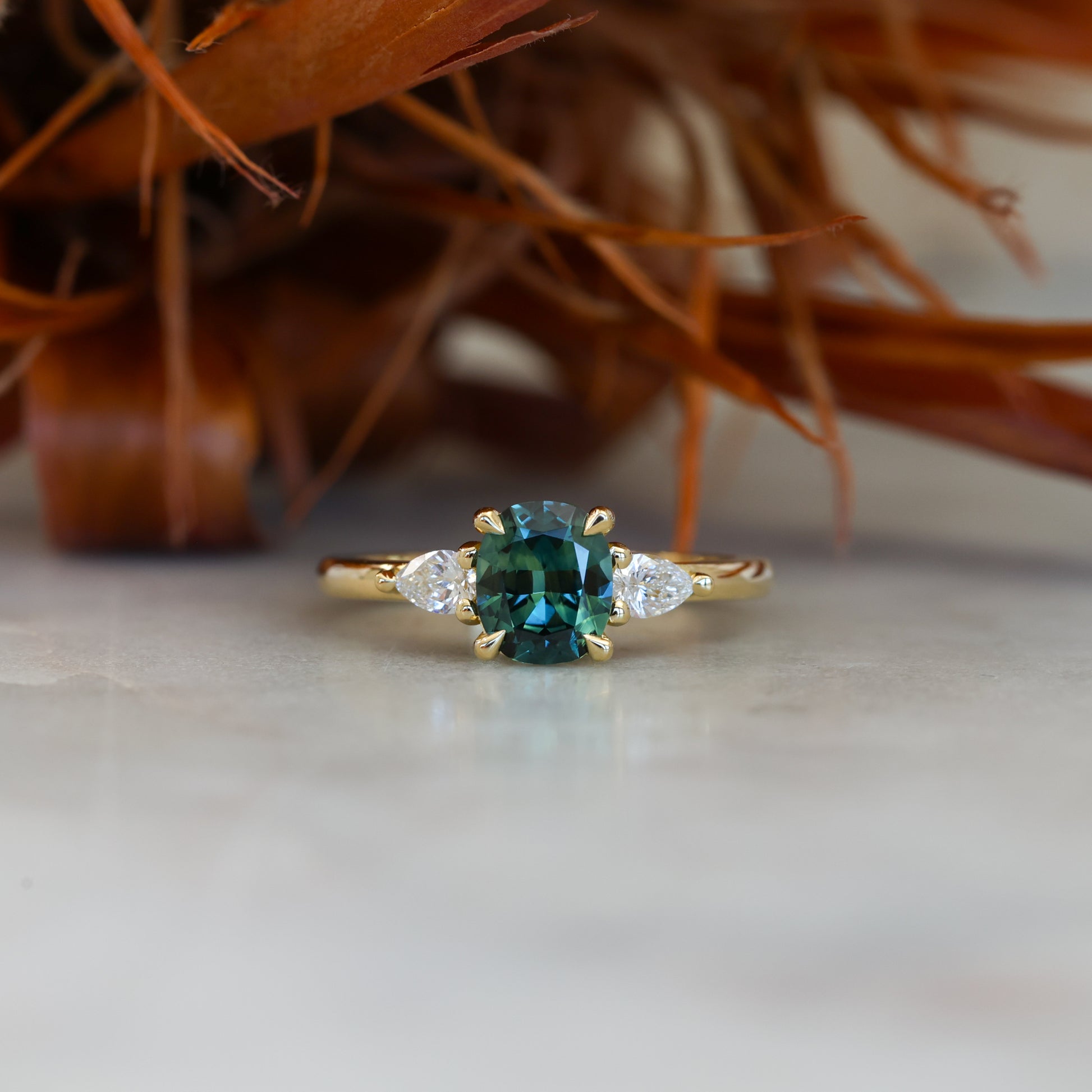 1.12ct cushion cut australian sapphire engagement ring