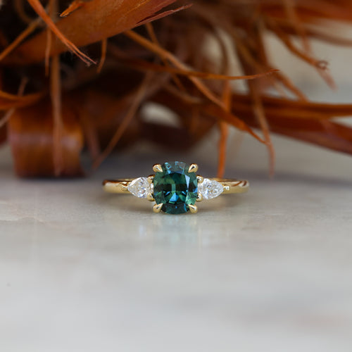 1.12ct cushion cut australian sapphire engagement ring