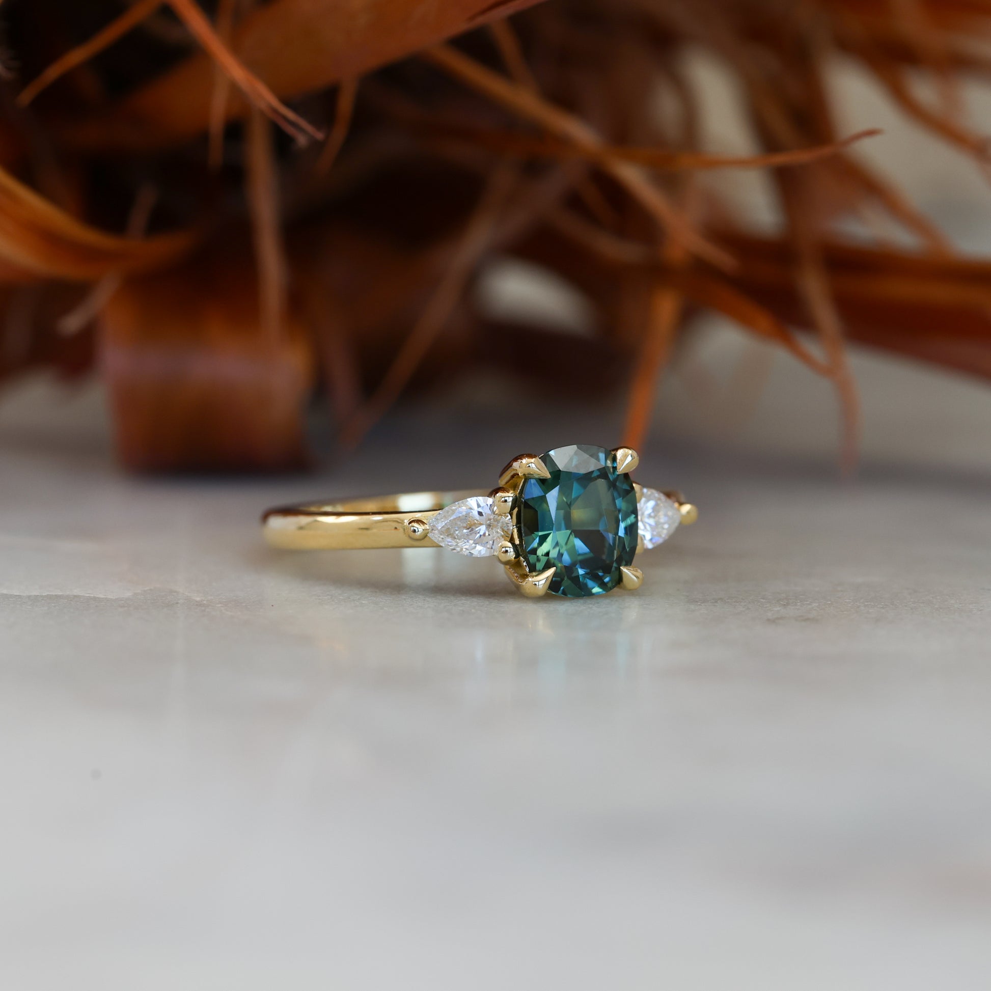 1.12ct cushion cut australian sapphire engagement ring