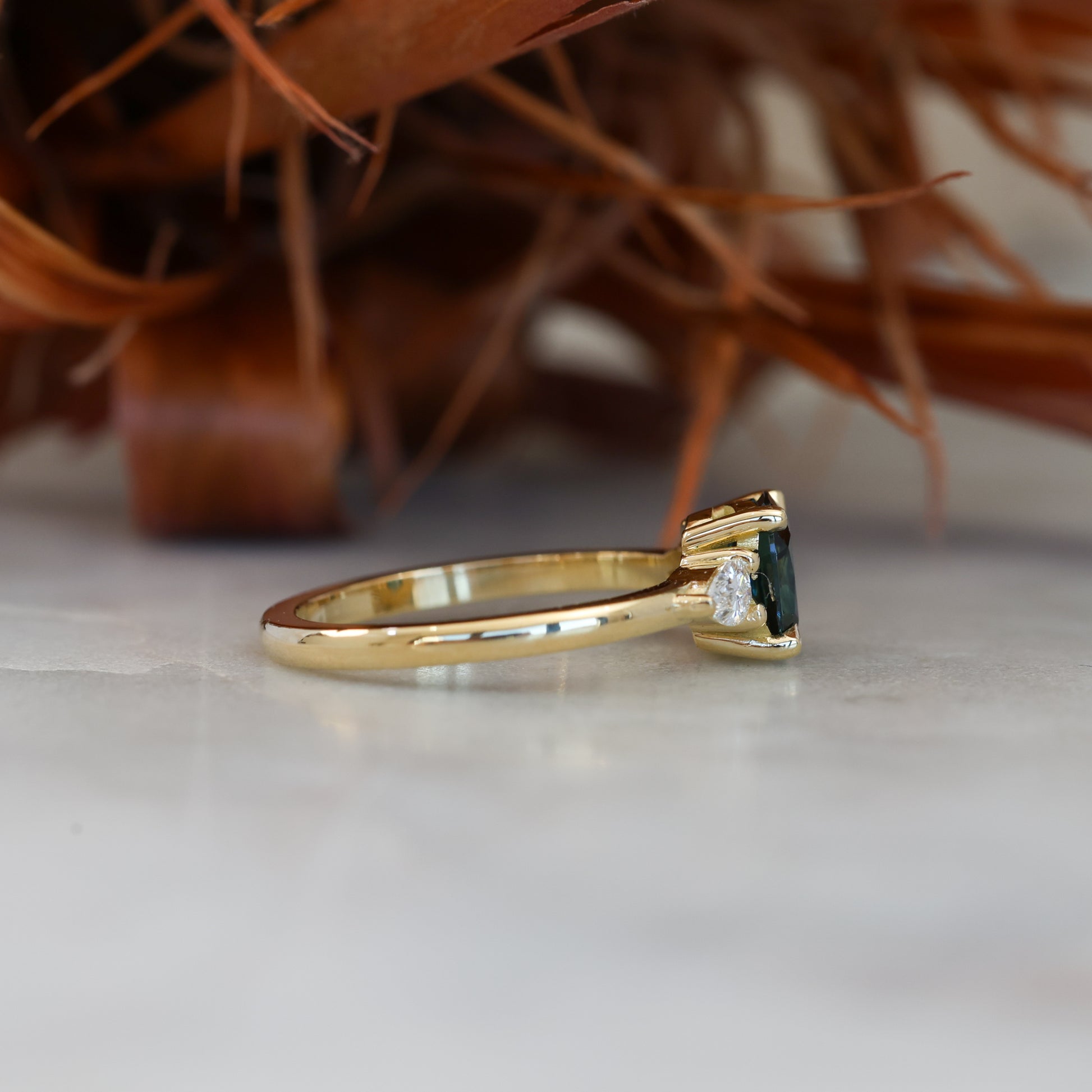 1.12ct cushion cut australian sapphire engagement ring