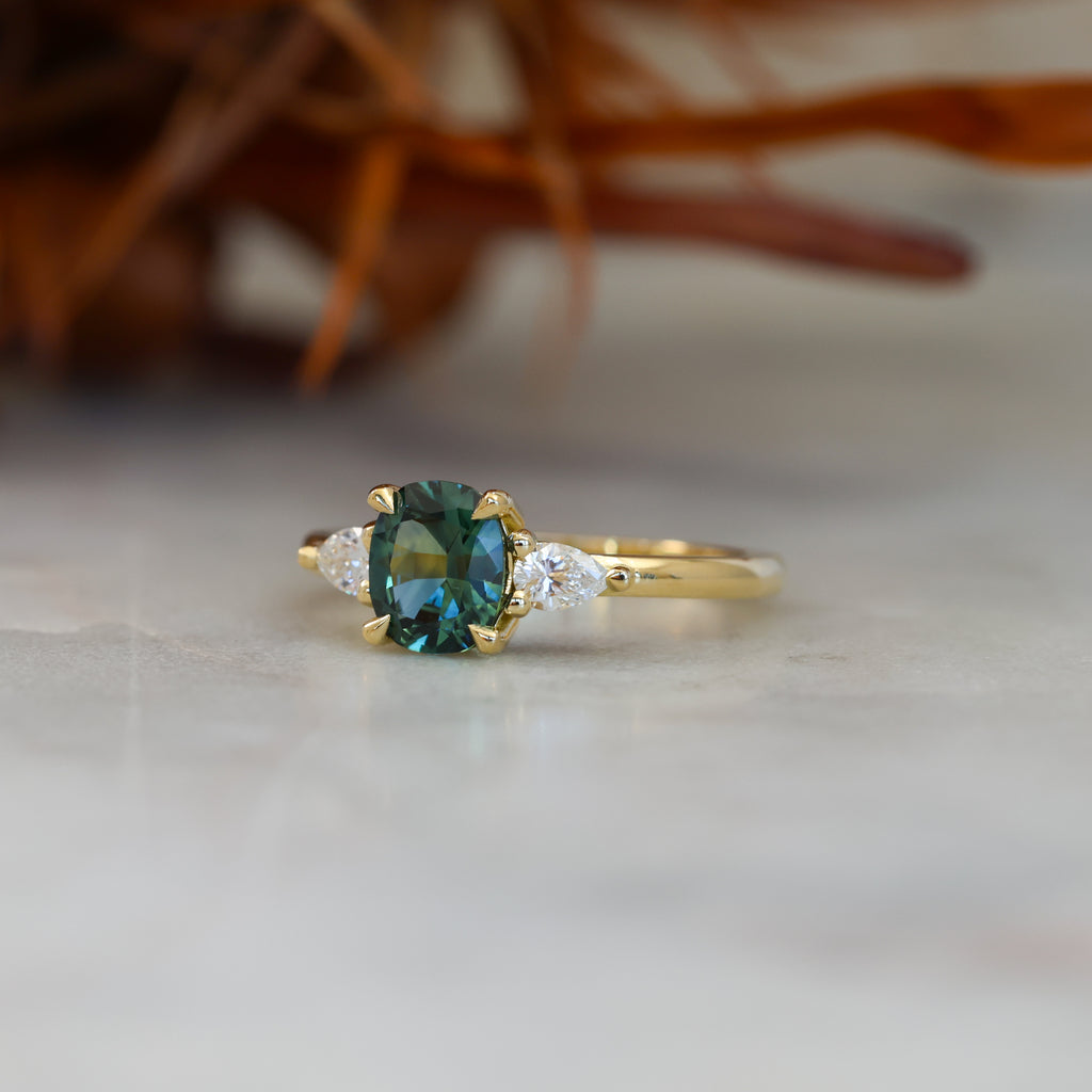  1.12ct cushion cut australian sapphire engagement ring