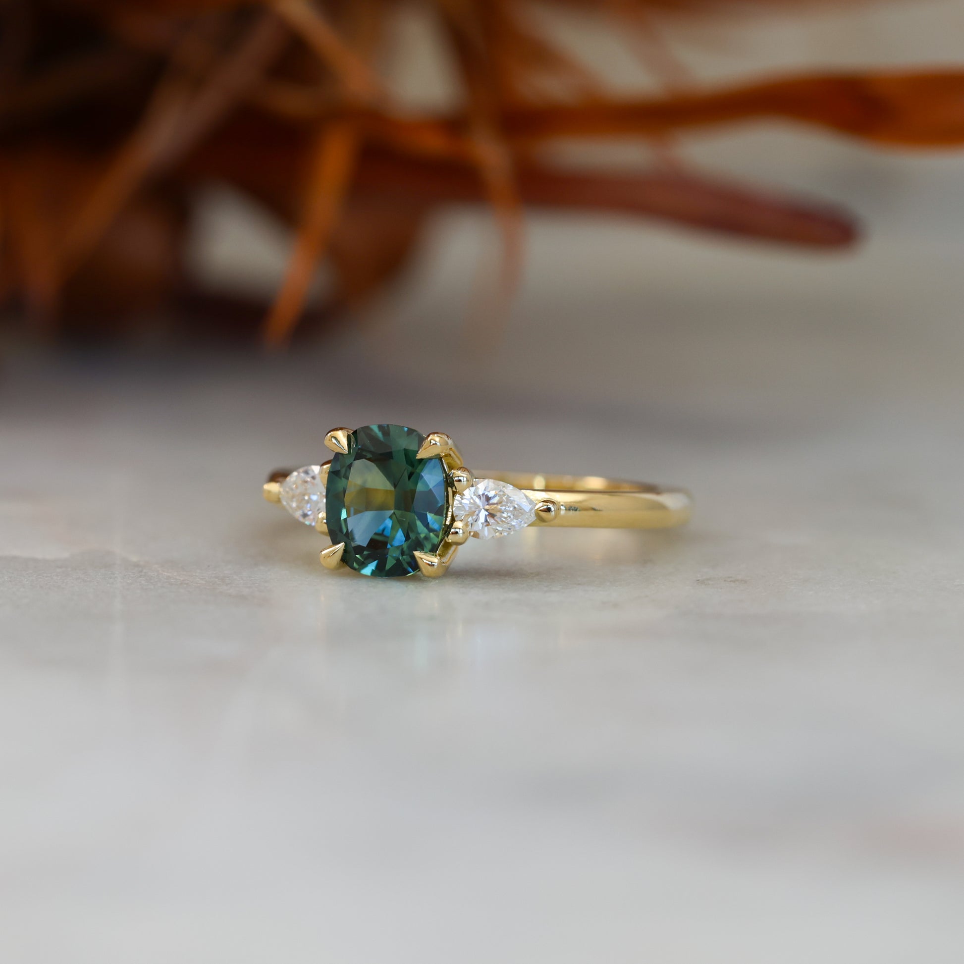  1.12ct cushion cut australian sapphire engagement ring