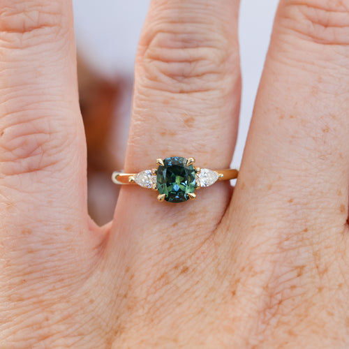 1.12ct cushion cut australian sapphire engagement ring