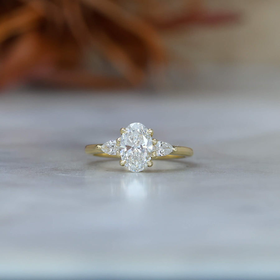 1.18ct Oval Lab Diamond trilogy Engagement ring