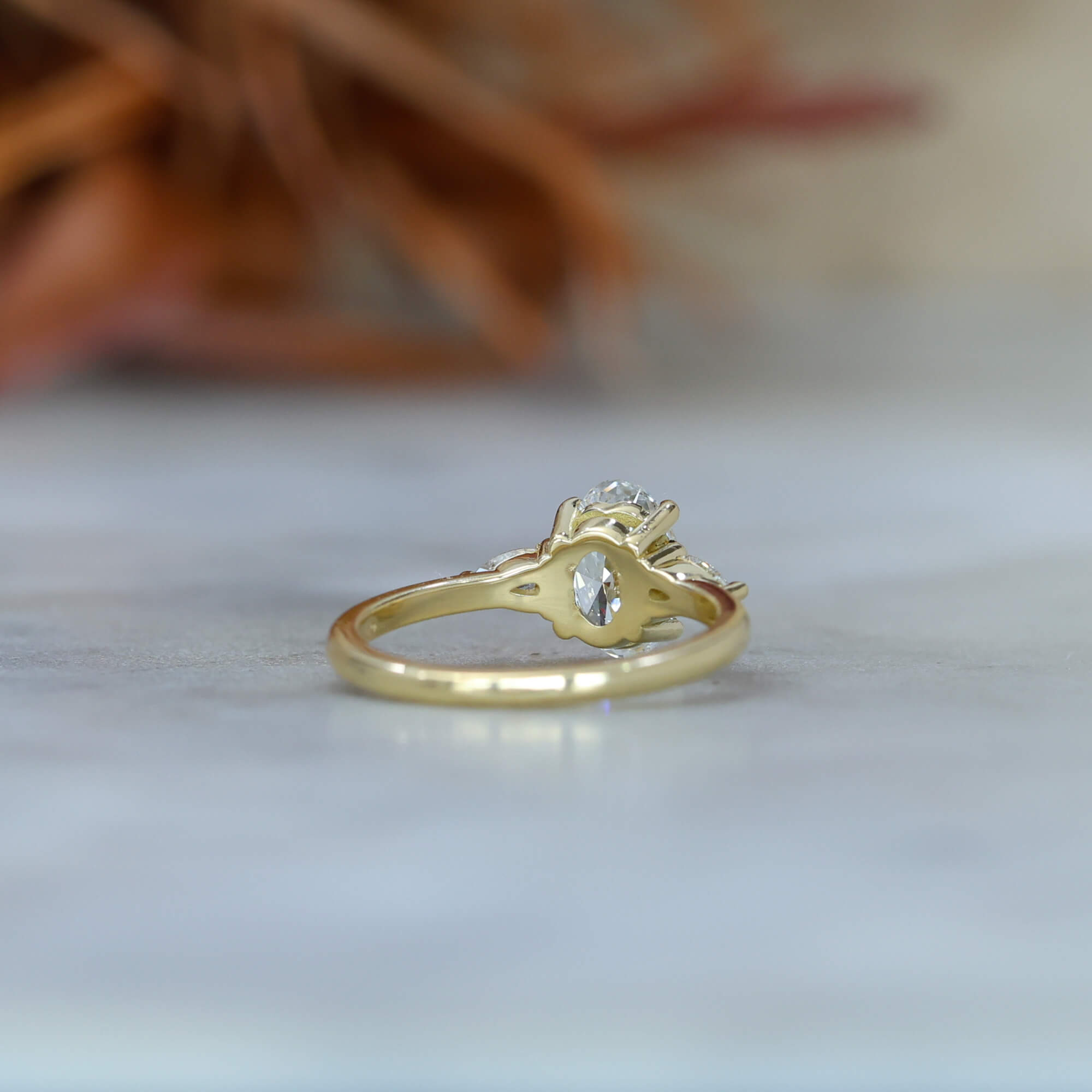 1.18ct Oval Lab Diamond trilogy Engagement ring